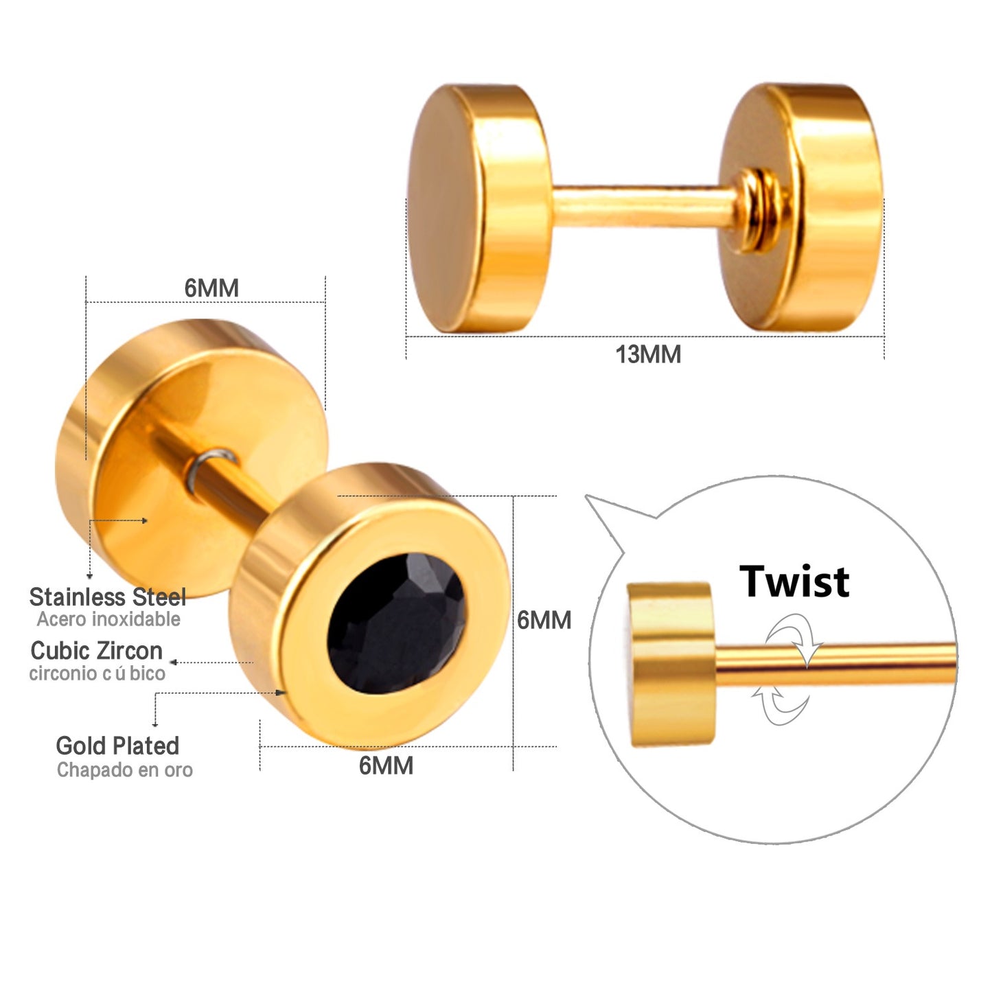 Black Stud Earrings