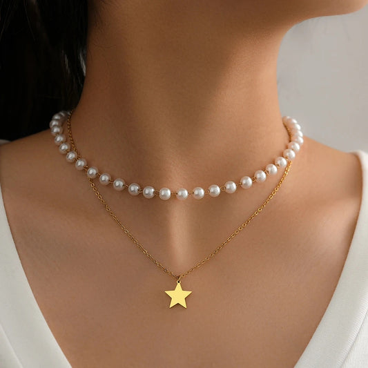 Starry Pearl Layered Necklace