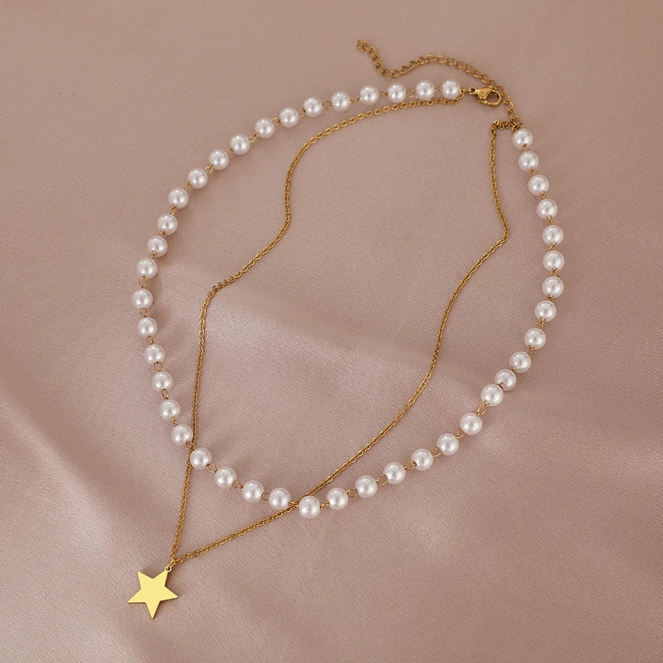 Starry Pearl Layered Necklace