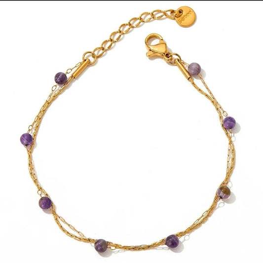 Purple Crystals Anklet