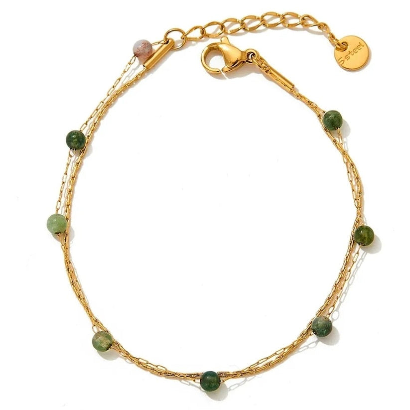 Green Crystals Anklet