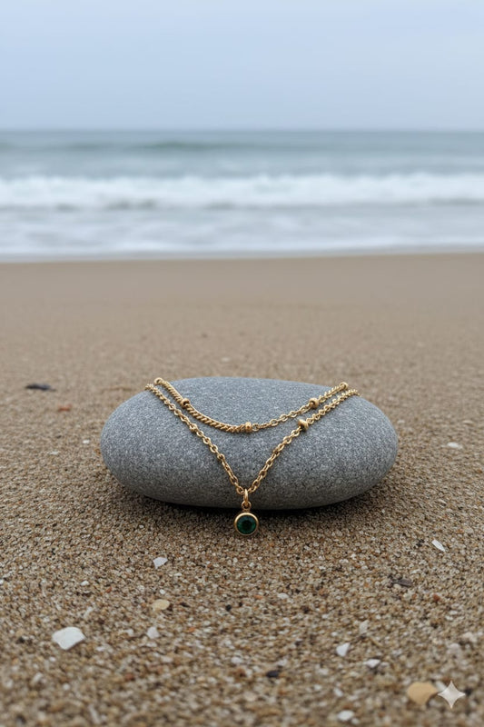 Emerald Layered Anklet