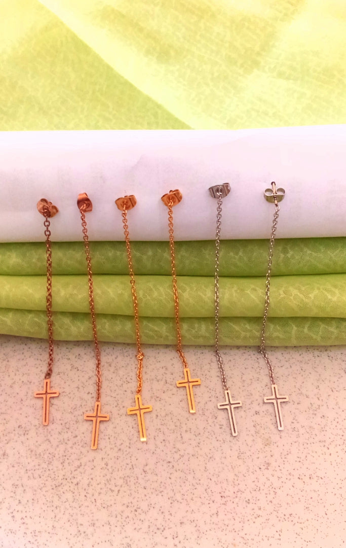 Cross Drop Earrings