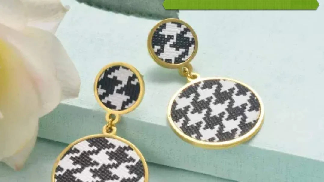 Round Checkered Earrings