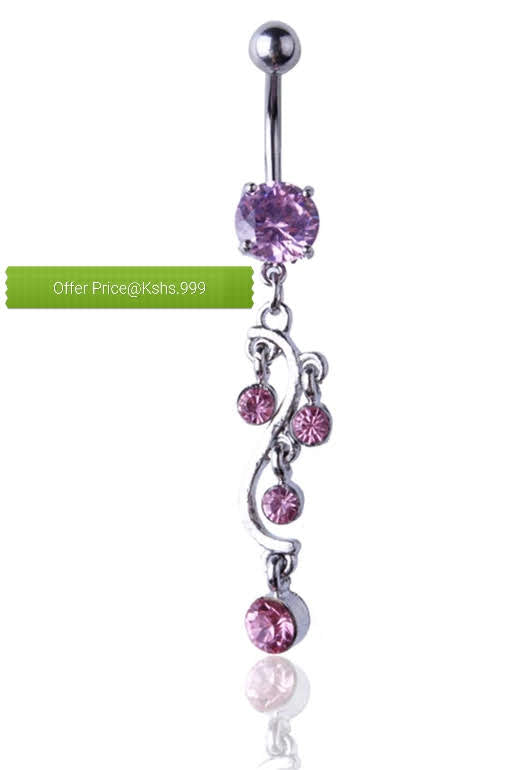 Pink Drop Belly Ring