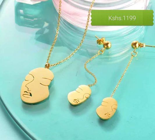 Face Necklace & Earrings set